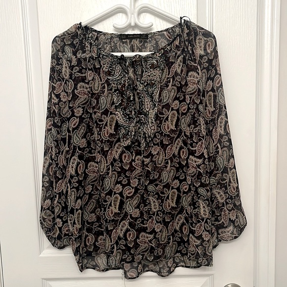 Zara Size XS Paisley Blouse - Picture 1 of 3